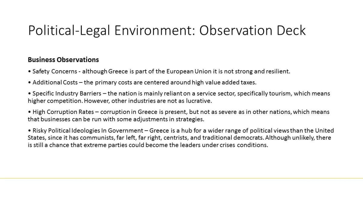 Political-Legal Environment: Observation Deck