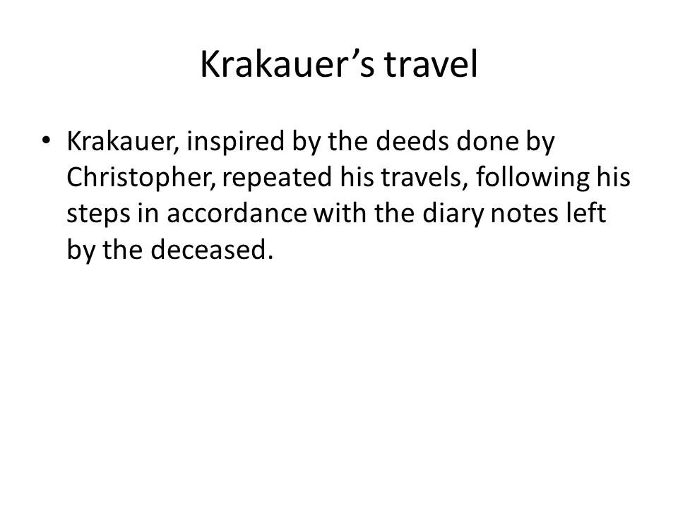 Krakauer’s travel