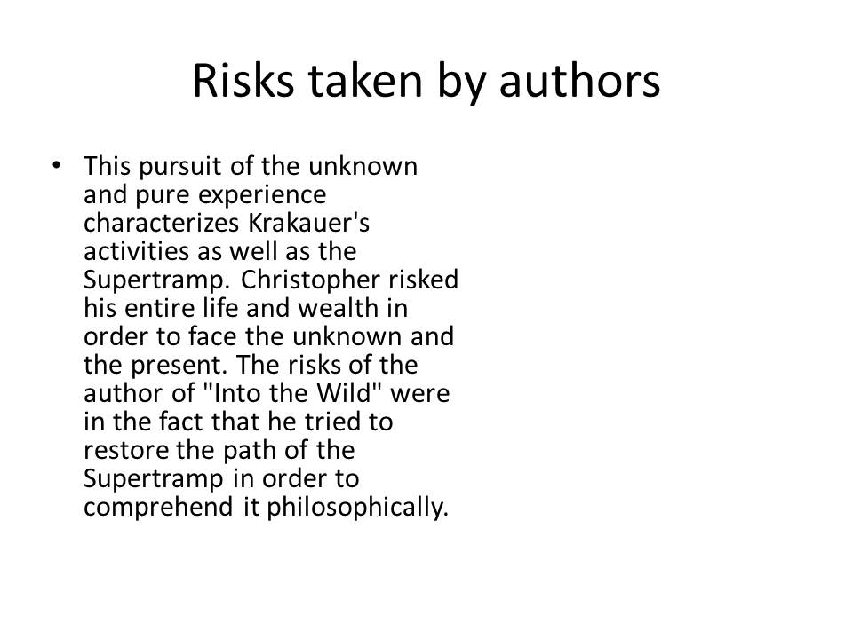 Risks taken by authors