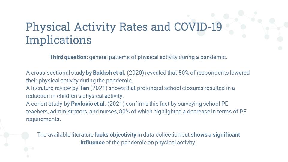 Physical Activity Rates and COVID-19 Implications