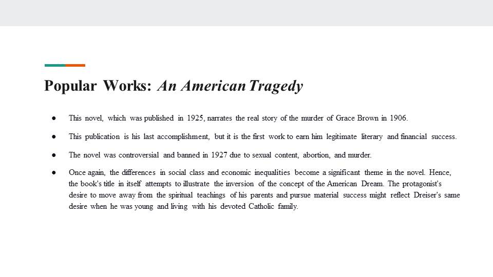 Popular Works: An American Tragedy