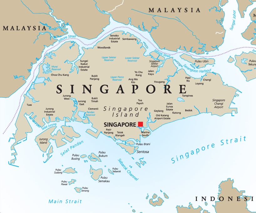 Geography map of Singapore 