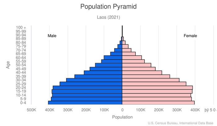 Lao PDR population pyramid in 2020 