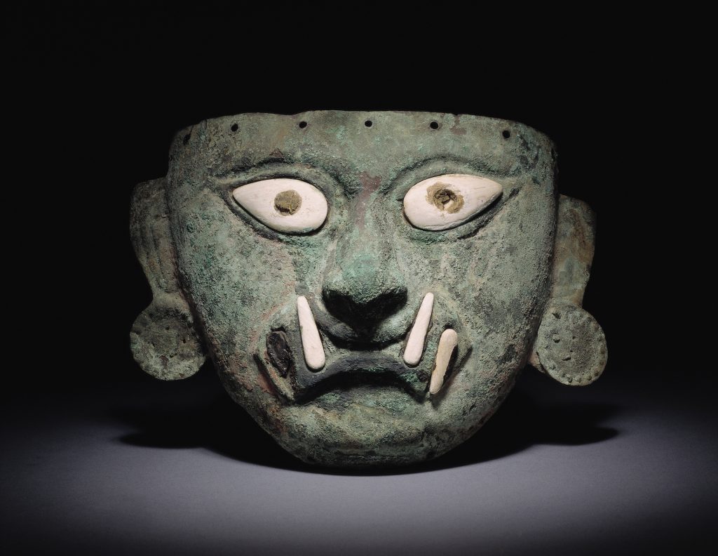 Image of a funerary mask from the Boca Raton exhibition collection