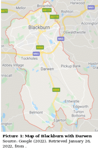 Map of Blackburn with Darwen