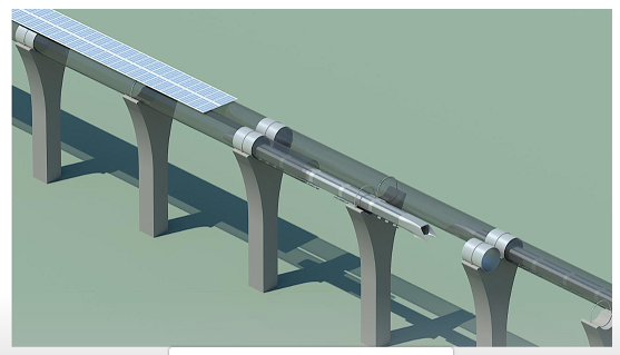 Mounted Solar Panel on the Outside of the Hyperloop Tube