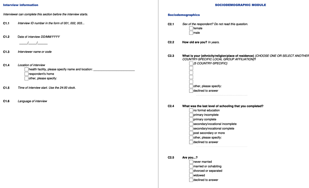 Example of a patient questionnaire for HIV pre-screening and history taking