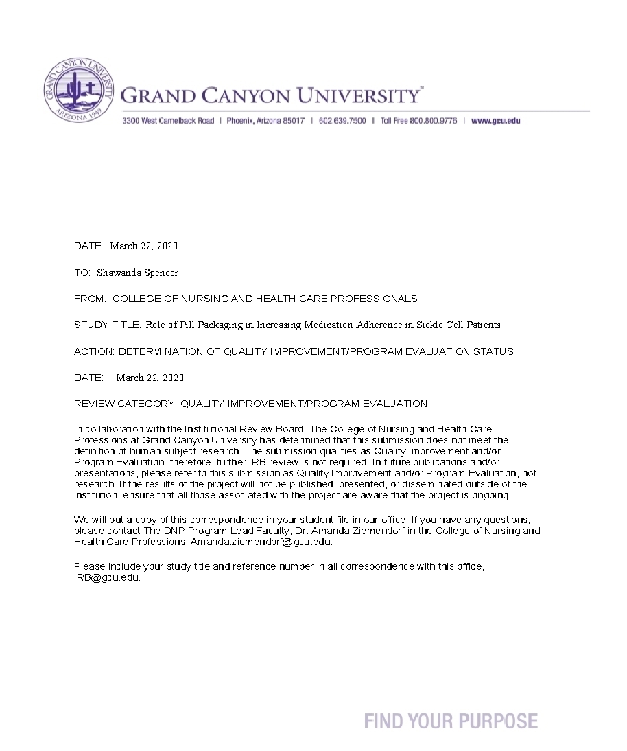 Grand Canyon University Approval Letter