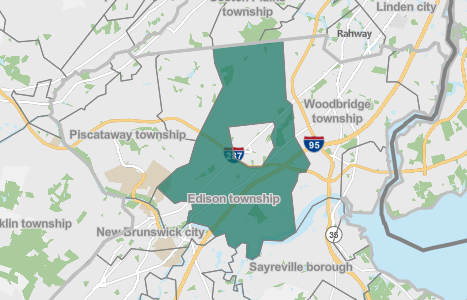 Edison township and some of its bordering neighbors