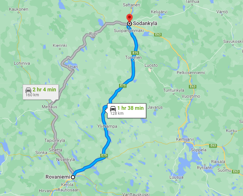 Road from Rovaniemi to Sodankyla