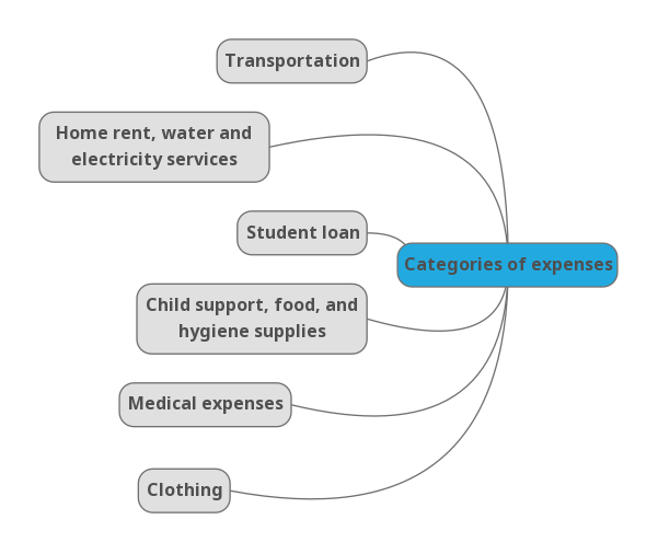 Major categories of expenses that spend my monthly budget