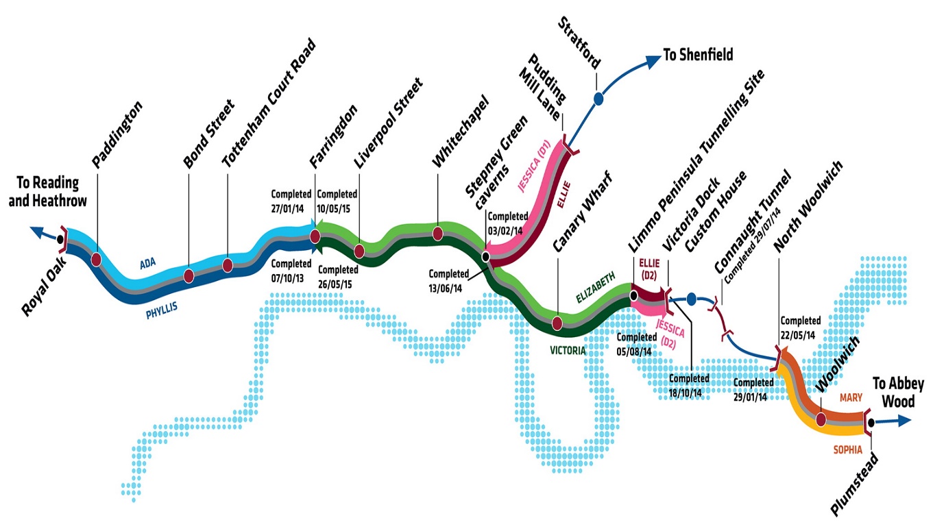 The Crossrail route map