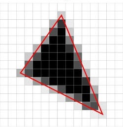 A rasterized image of a triangle
