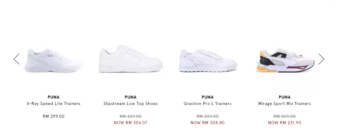 Pricing evidence from Zalora showing different prices for a similar product 