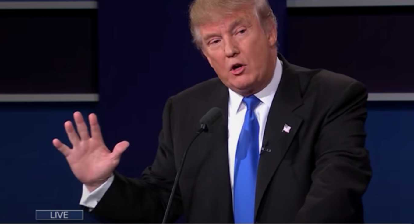Donald Trump’s open palm gesture during his presidential debate with Hillary Clinton
