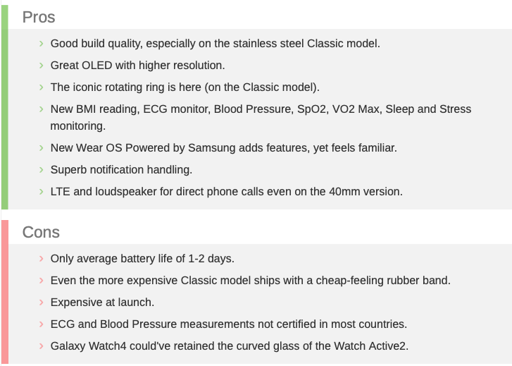 Pros and Cons of Samsung Galaxy Watch 4 