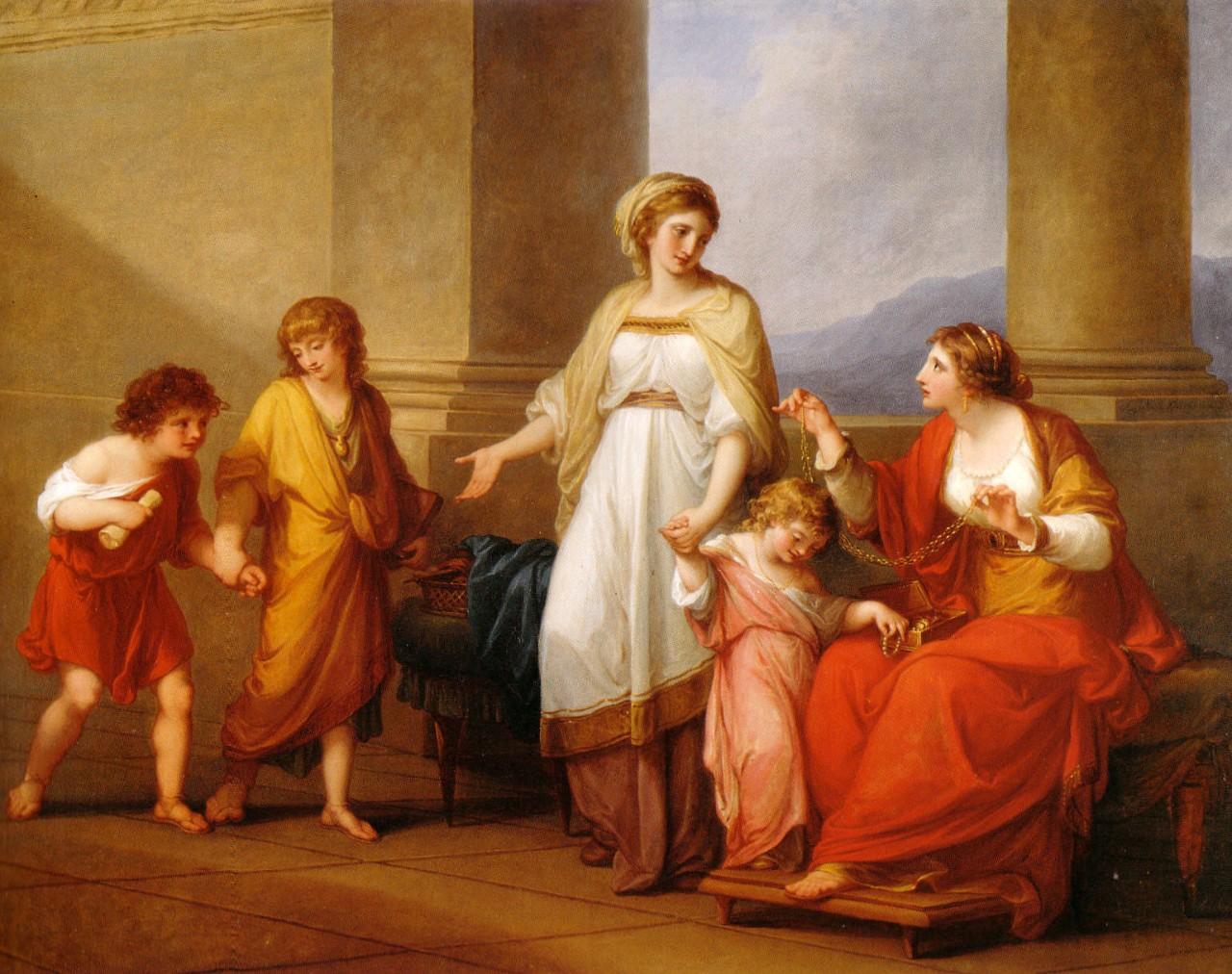 Neoclassicism. Angelica Kauffman, Cornelia Mother of the Gracchi, Pointing to Her Children as Her Treasure