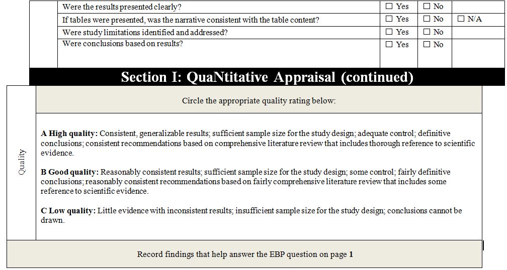 Research Evidence Appraisal Tool 