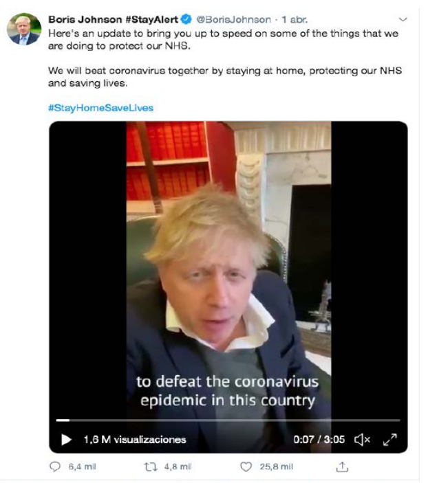 Boris Johnson in his post on Twitter