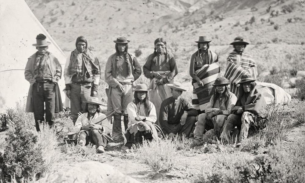Pah-Ute (Paiute) Indian group, near Cedar, Utah