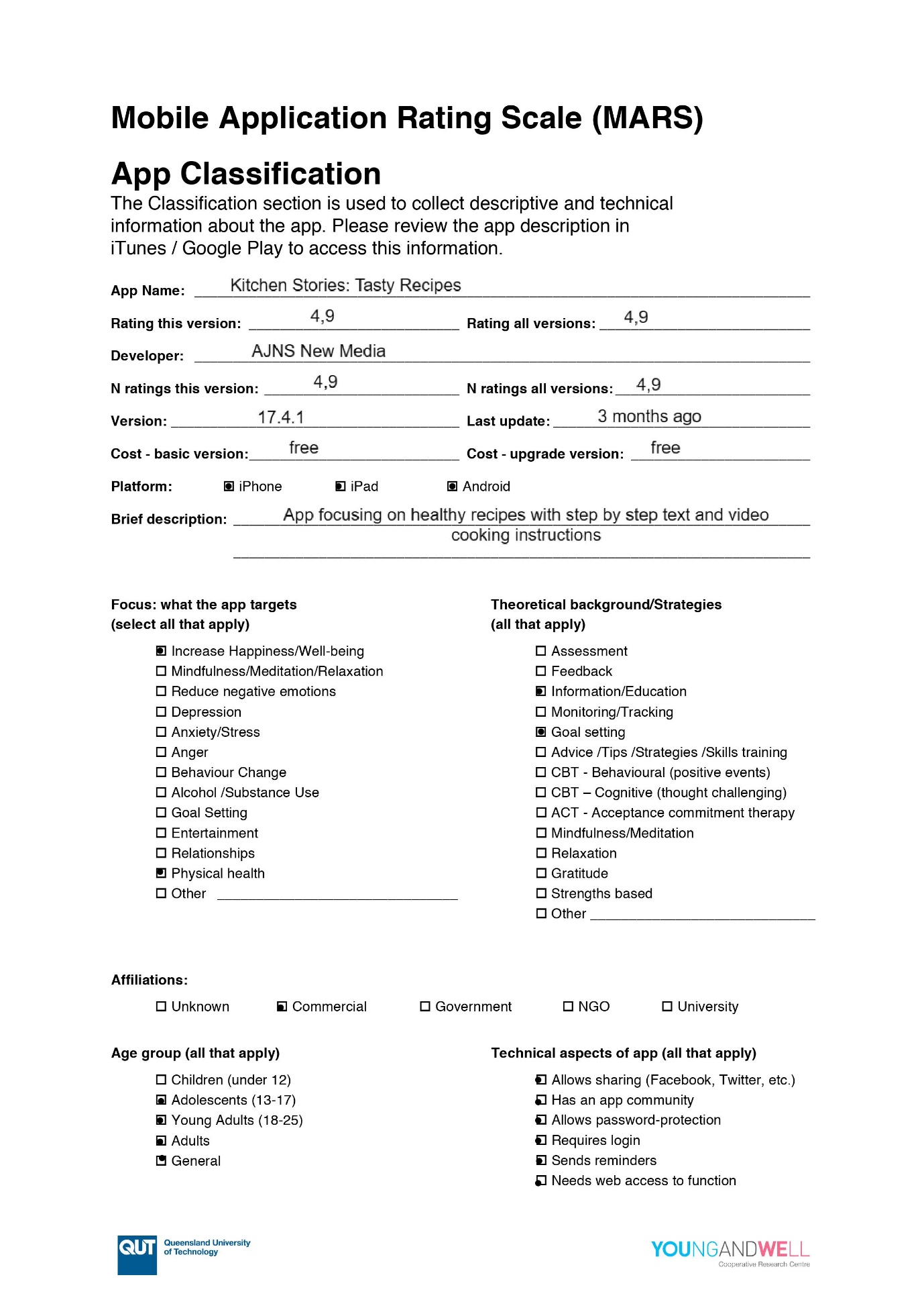 The MARS Evaluation Form