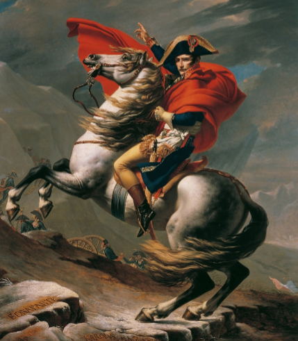Napoleon Crossing the Alps (1801) by Jacques-Louis David.