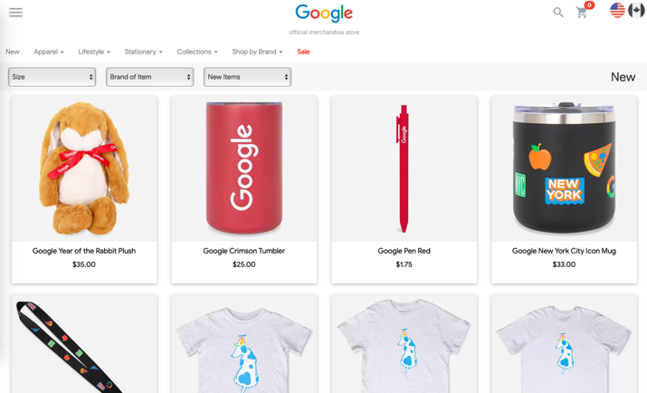 Store homepage view.