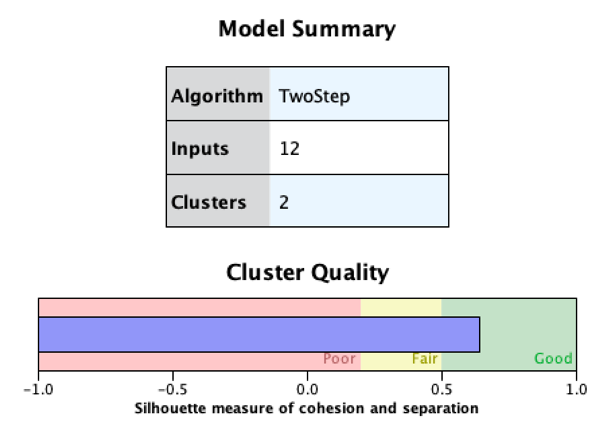 Two-step cluster analysis results.