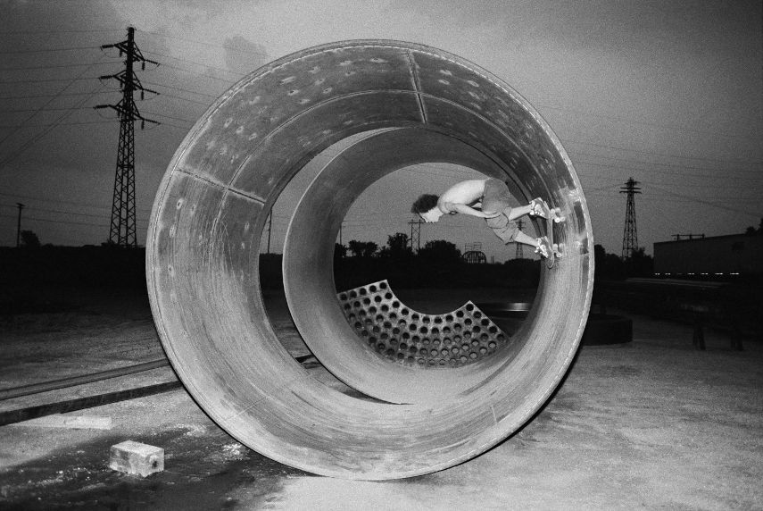Mike Maldonado skated a full pipe, photographed by Ed Templeton.