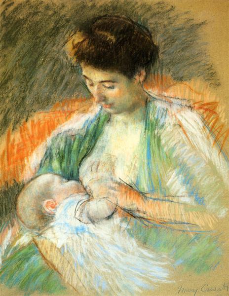 Mother Rose Nursing Her Child, c.1900 - Mary Cassatt.