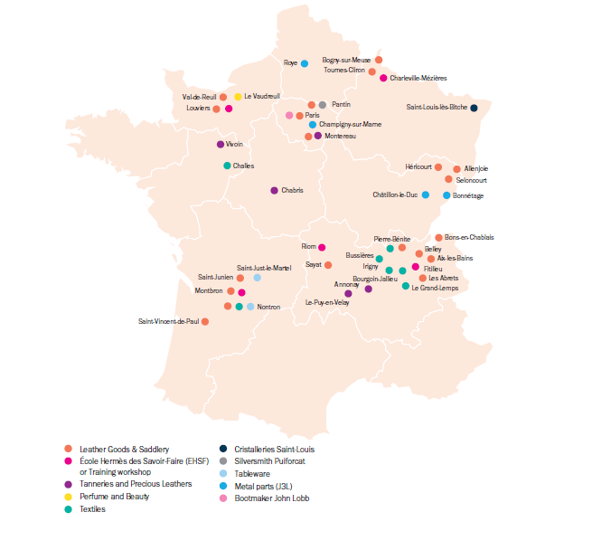 France Production and Training Locations(Hermes, 2022).