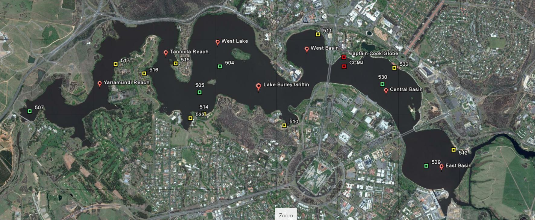 Cyanophyta Counts in Lake Burley Griffin Vary Spatially.