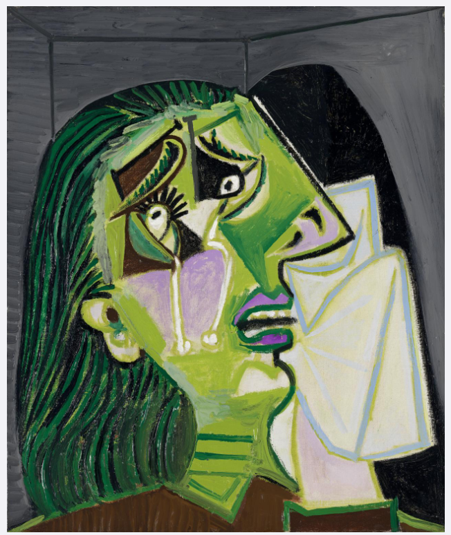 The Weeping Woman by Pablo Picasso from The National Gallery of Victoria; Emotions and Mental States Exhibition; 1937.