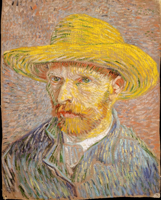 Self-Portrait with a Straw Hat (obverse: The Potato Peeler) by Vincent van Gogh.
