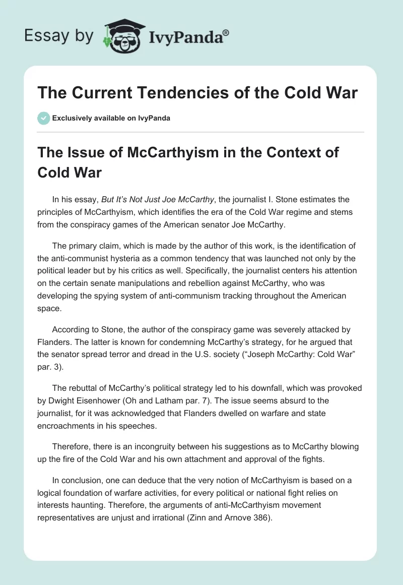 The Current Tendencies of the Cold War. Page 1
