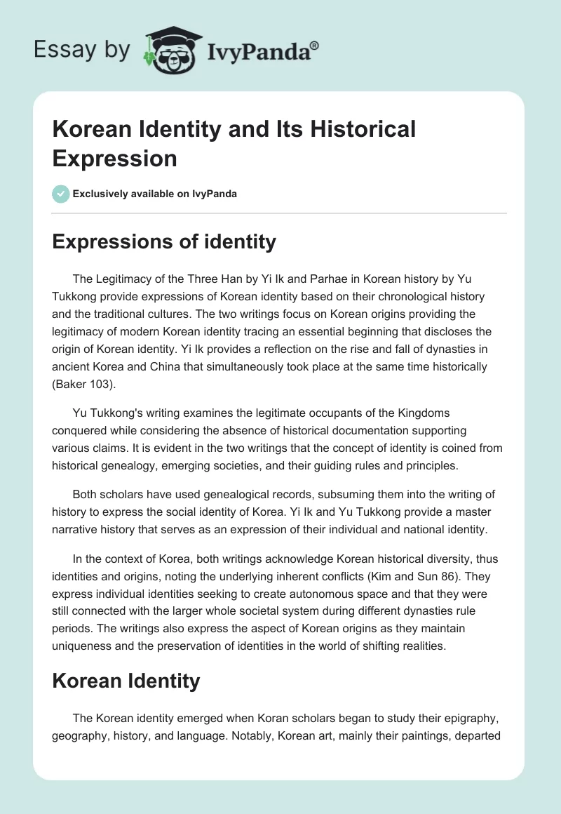 Korean Identity and Its Historical Expression. Page 1