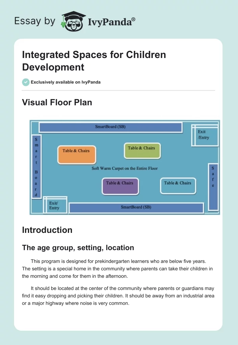 Integrated Spaces for Children Development. Page 1