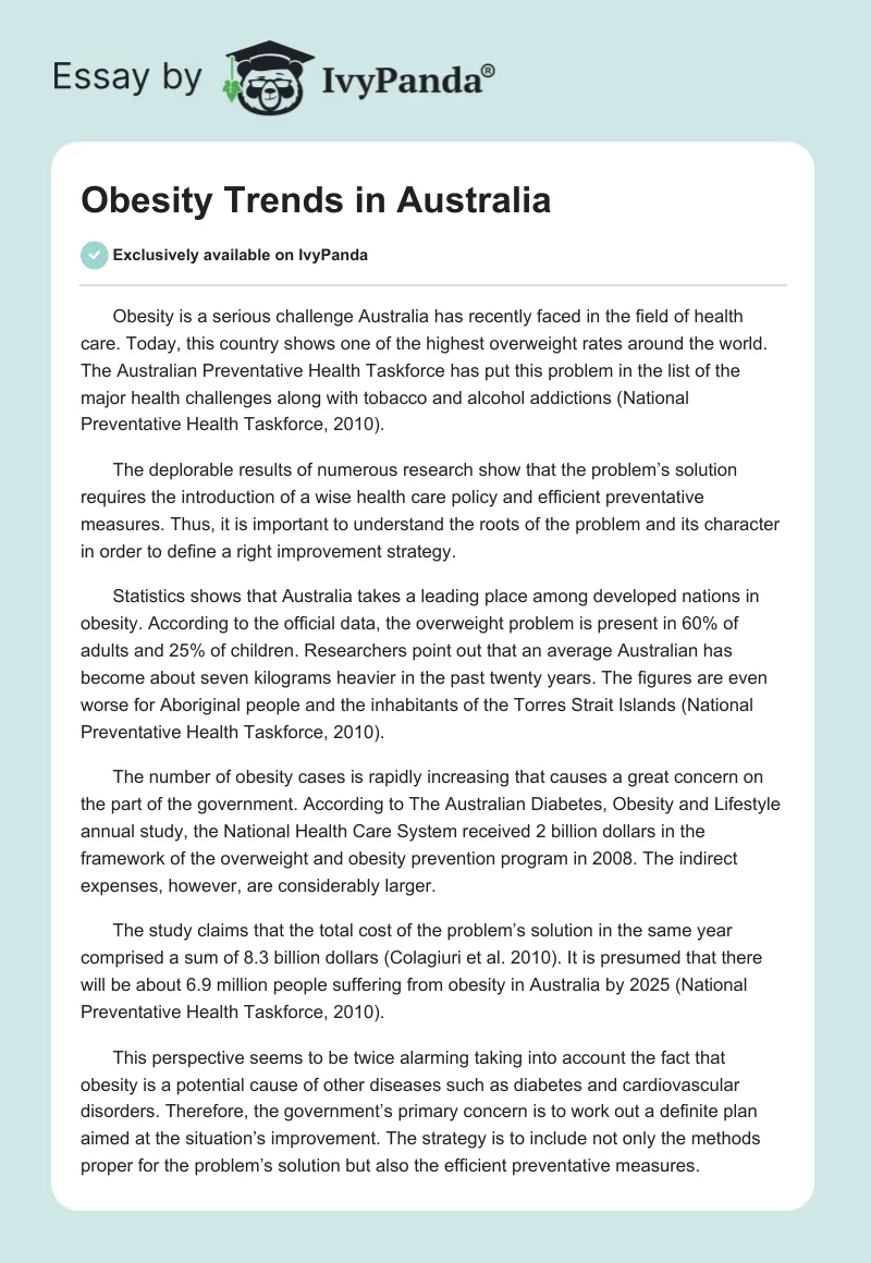 Obesity Trends in Australia. Page 1