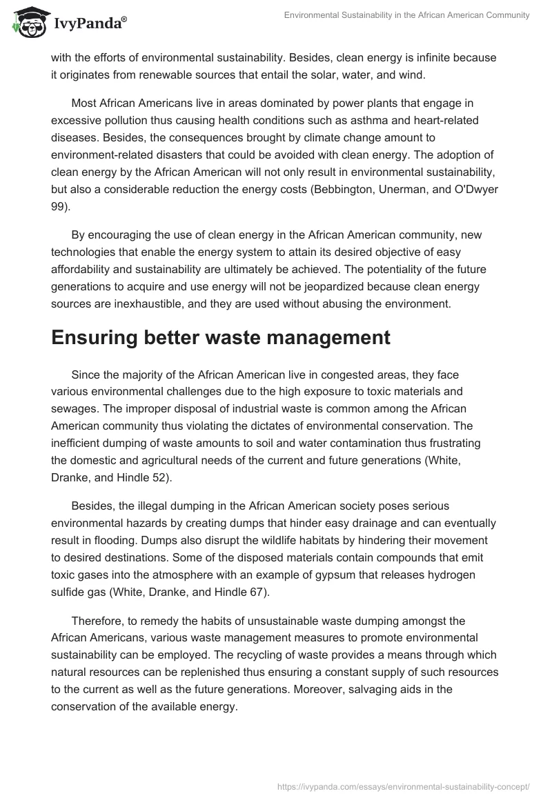 Environmental Sustainability in the African American Community. Page 2