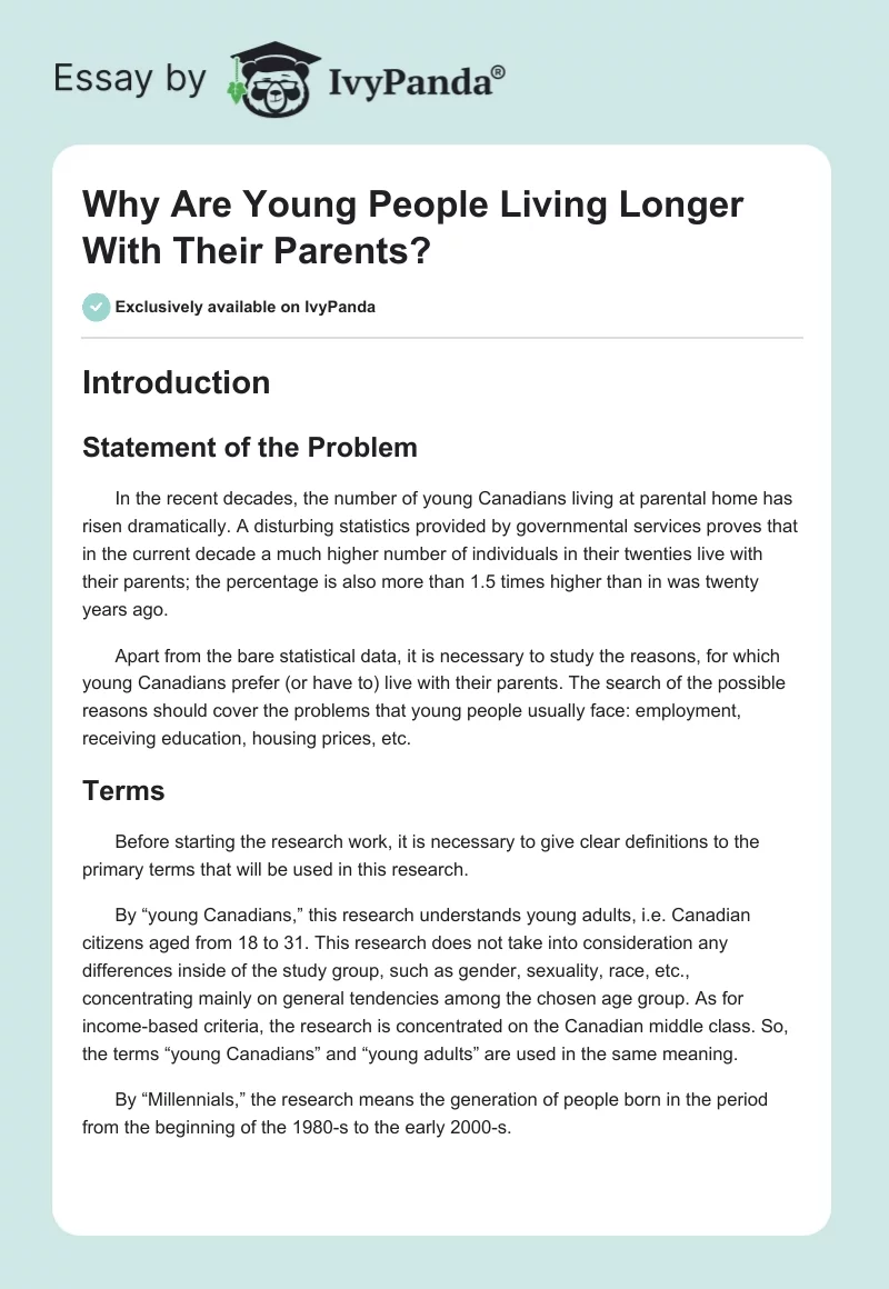 Why Are Young People Living Longer With Their Parents?. Page 1
