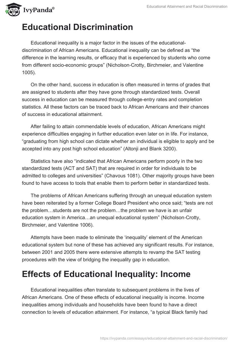 Educational Attainment and Racial Discrimination. Page 2