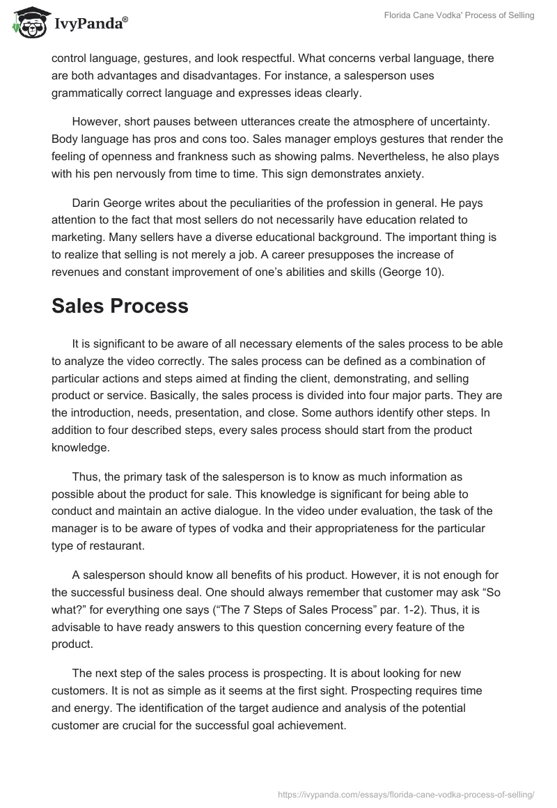 Florida Cane Vodka' Process of Selling. Page 2