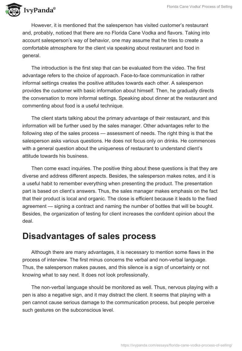 Florida Cane Vodka' Process of Selling. Page 4