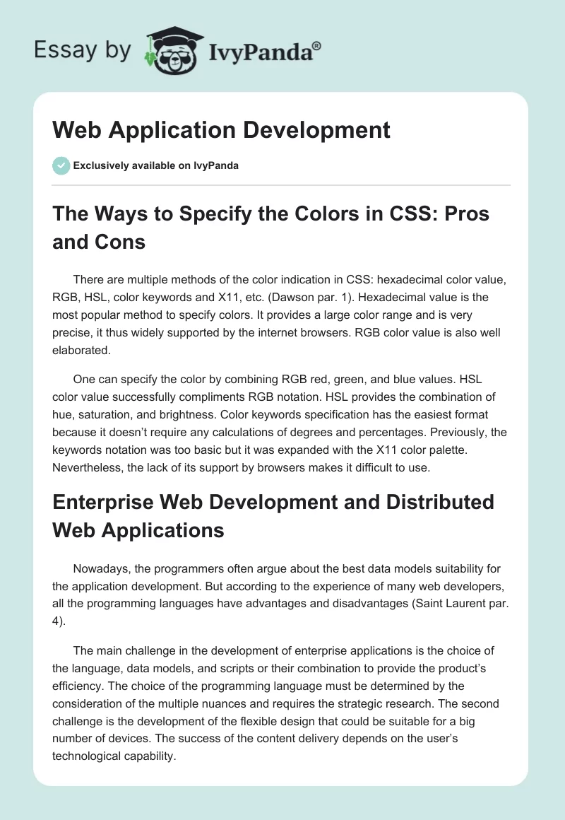 Web Application Development. Page 1