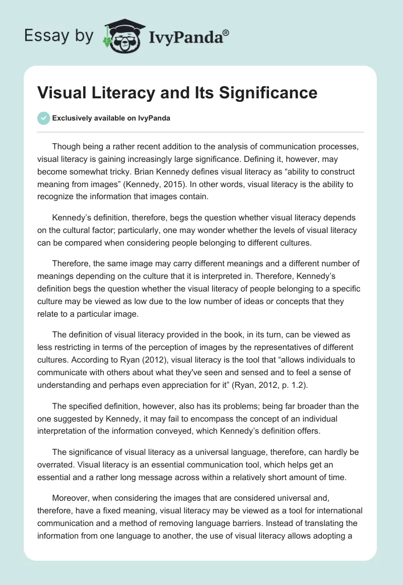Visual Literacy and Its Significance. Page 1