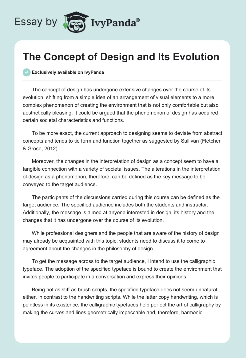 The Concept of Design and Its Evolution. Page 1