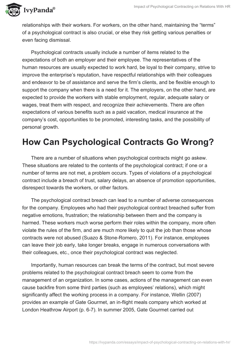 Impact of Psychological Contracting on Relations With HR. Page 3
