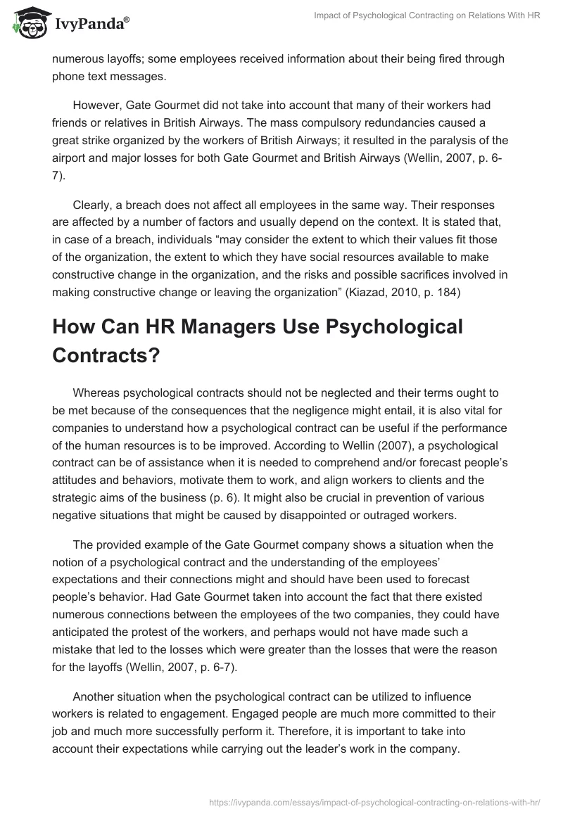 Impact of Psychological Contracting on Relations With HR. Page 4