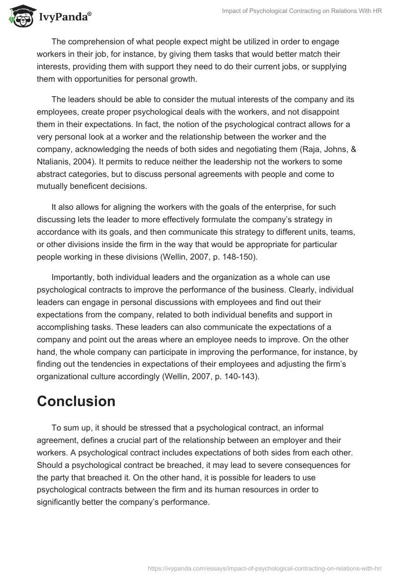 Impact of Psychological Contracting on Relations With HR. Page 5
