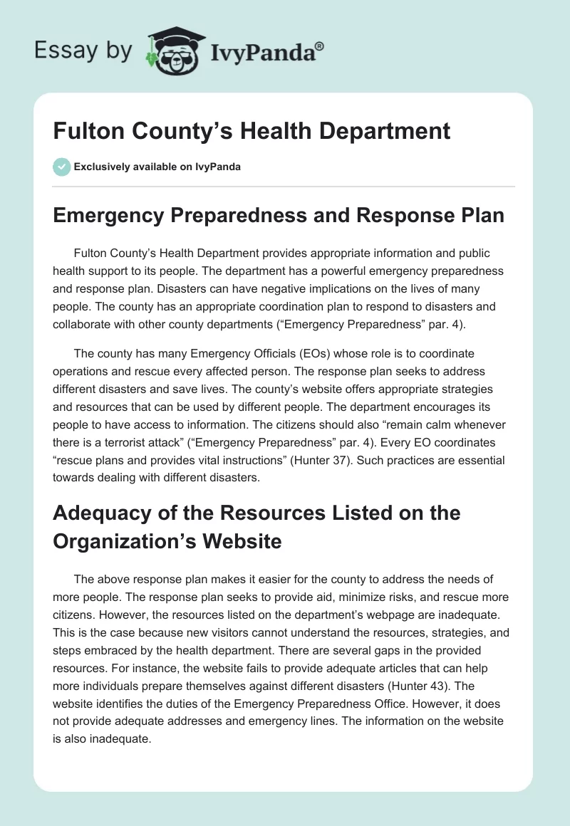 Fulton County’s Health Department. Page 1